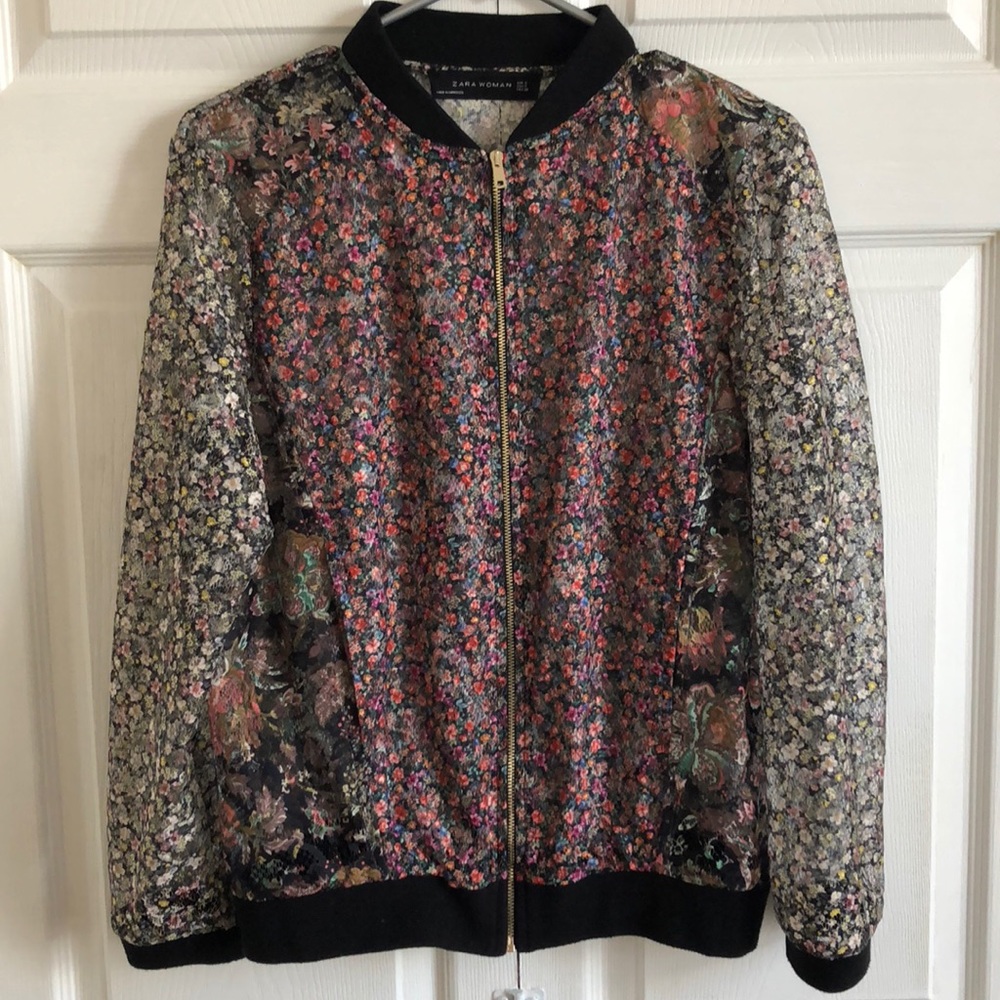 Zara mesh floral bomber